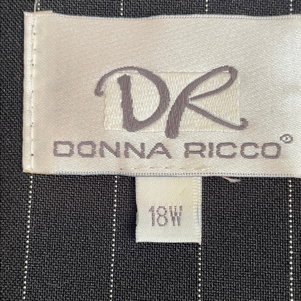 Donna Ricco Black & White Pinstripe Duster Coat 18W - Picture 6 of 11